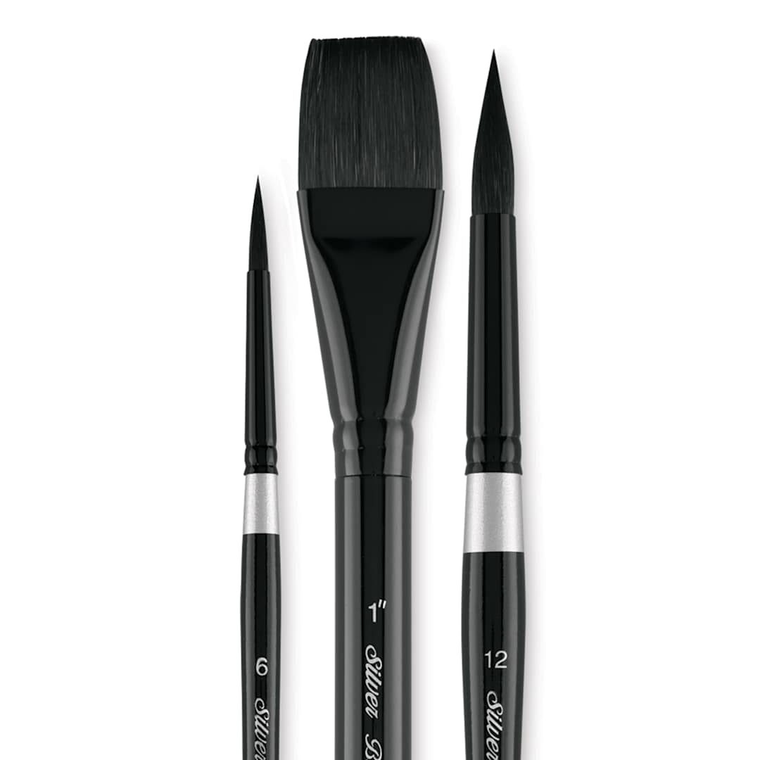 Open in modal - Silver Brush Black Velvet Watercolor Brush Set - Basics, Set of 3