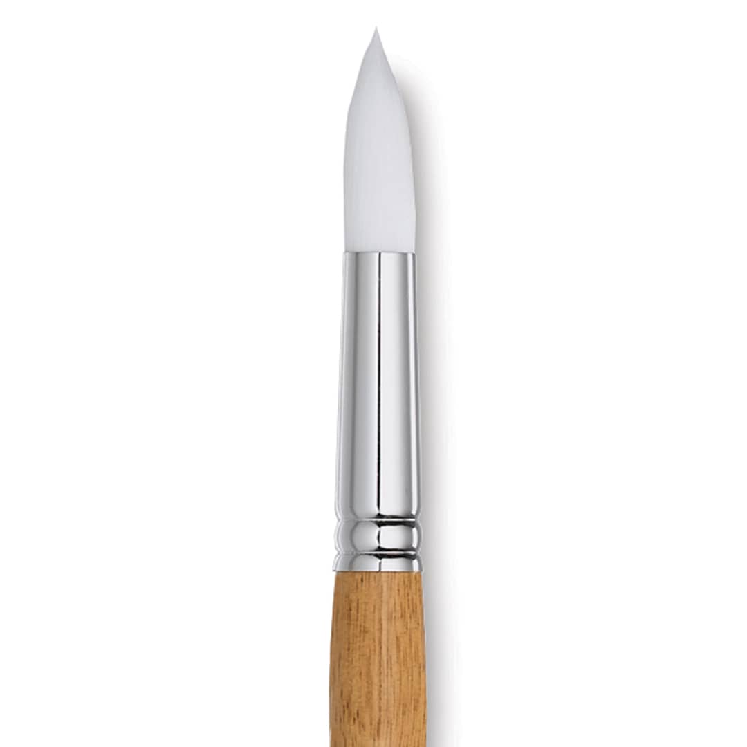 Open in modal - Grumbacher Bristlette Brush - Round, Long Handle, Size 12 close up