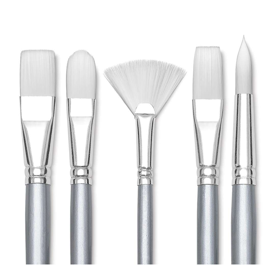 Open in modal - Liquitex Basics Synthetic Brushes and Sets - Shown in a variety of shapes