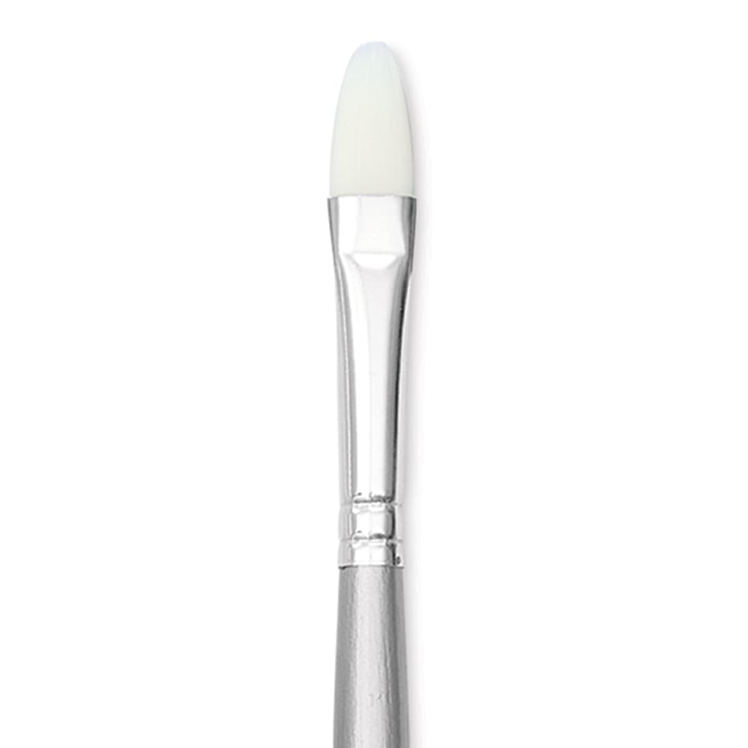 Open in modal - Liquitex Basics Synthetic Brush - Filbert, Long Handle, Size 3, close-up