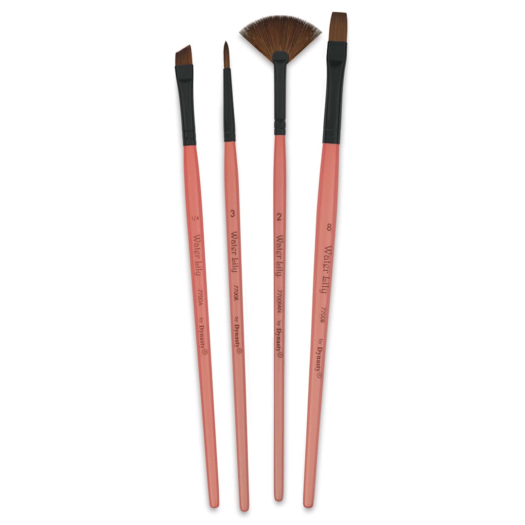 Open in modal - Dynasty Water Lily Watercolor Brushes - Set 5, Short Handle, Set of 4