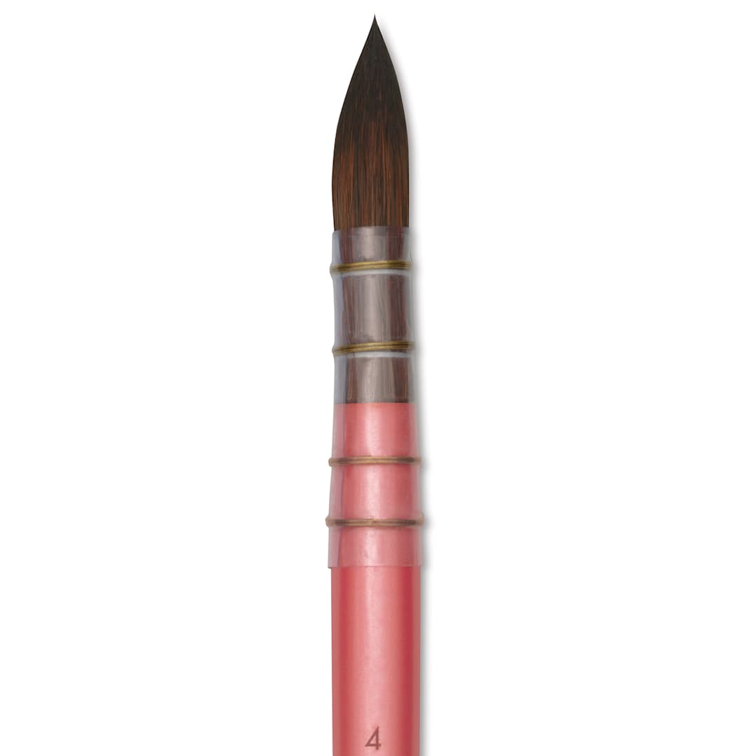 Open in modal - Dynasty Water Lily Watercolor Brush - Short Handle, Quill, Size 4, close-up