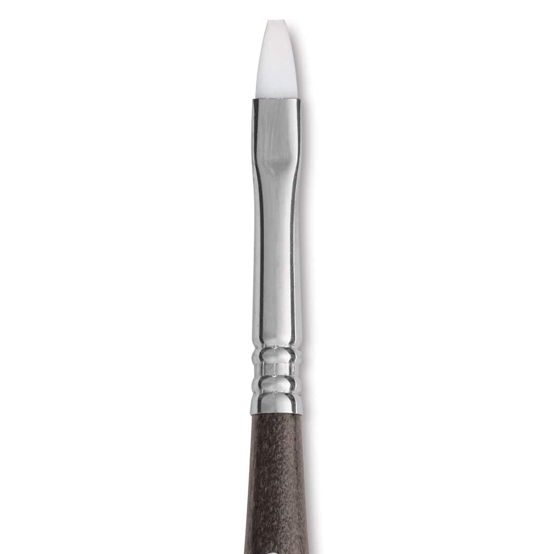 Open in modal - Escoda Perla Toray White Synthetic Travel Brush - Bright, Short Handle, Size 6, close-up
