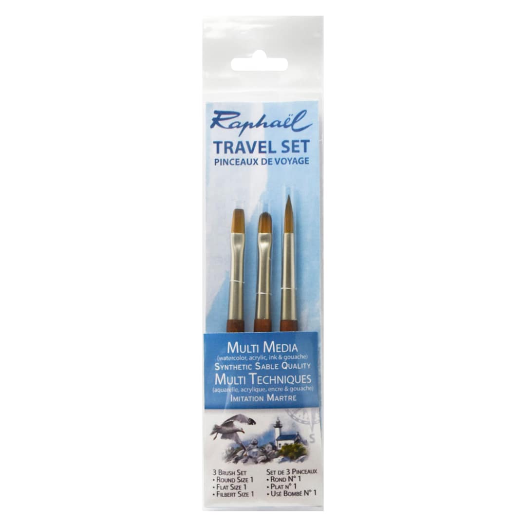 Open in modal - Raphaël Precision Mini Brushes - Set of 3, Short Handle, Travel Assorted