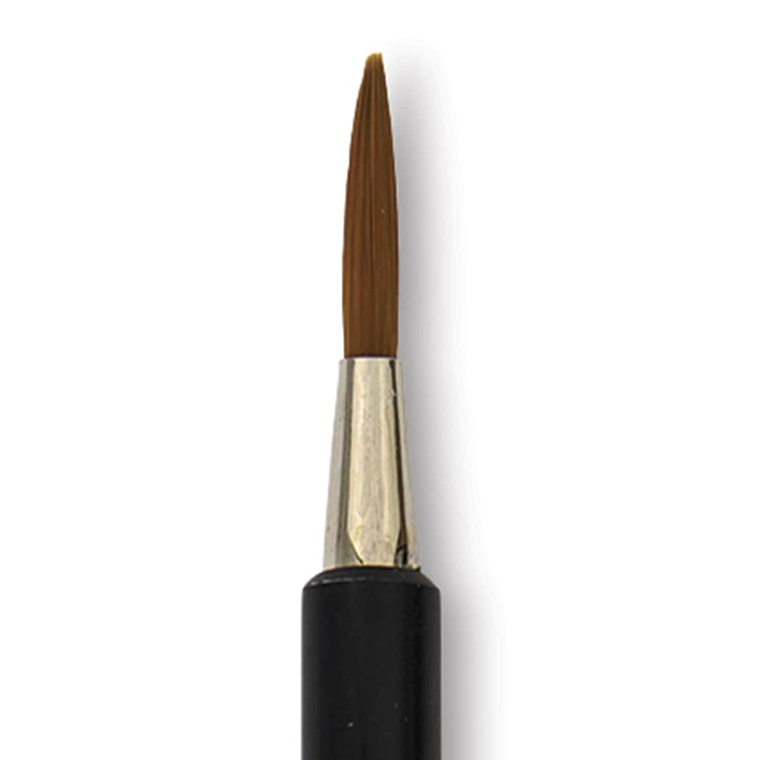 Open in modal - Yasutomo Fusion Synthetic Brush - Round, Short Handle, Size 2, close-up