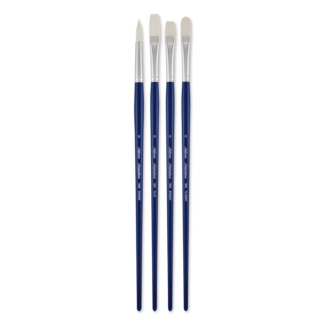 Open in modal - Silver Brush Bristlon Synthetic Bristle Brushes - Versatile Variety, Long Handle, Set of 4