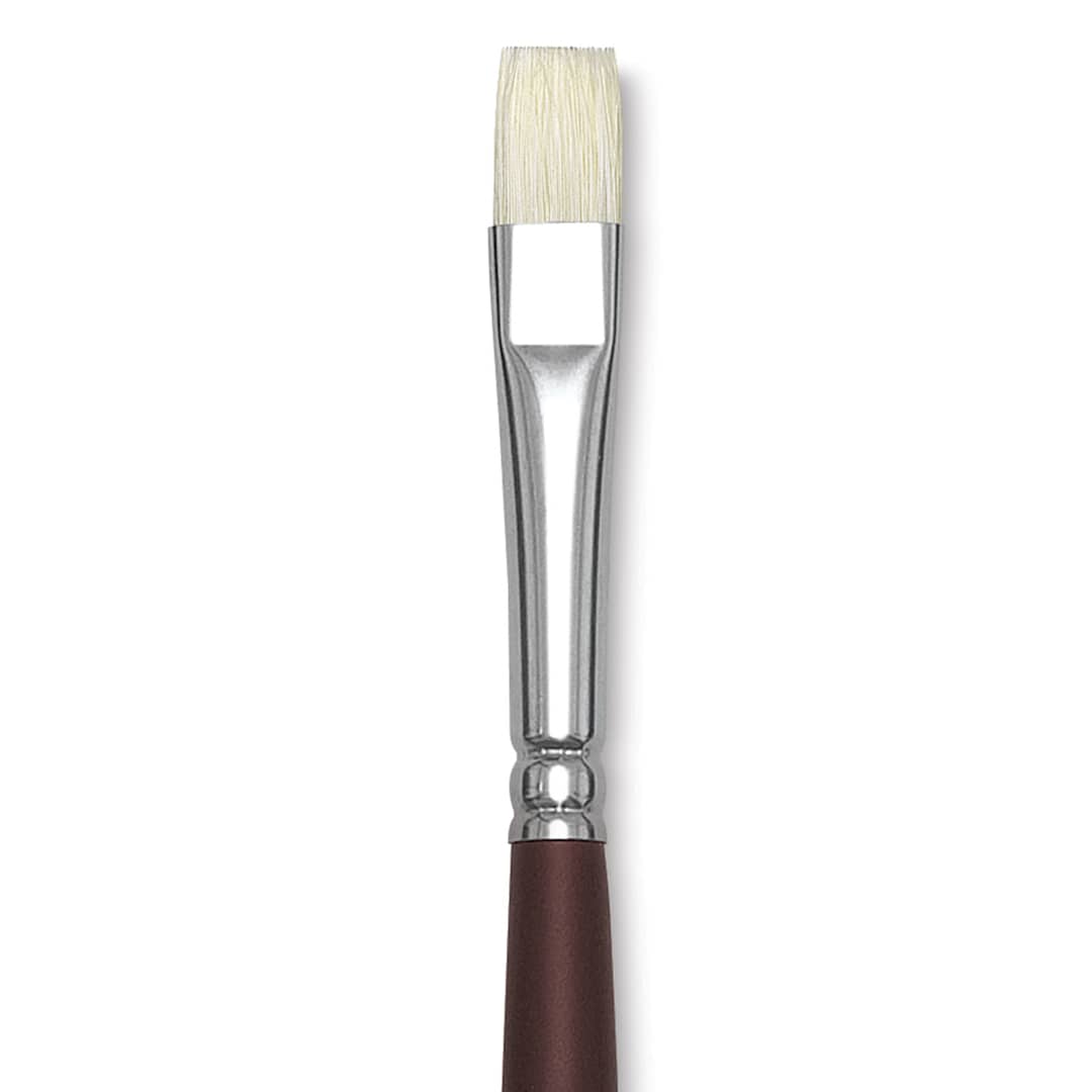 Open in modal - Silver Brush Silverstone Premium White Hog Bristle Brush - Bright, Long Handle, Size 4 close up