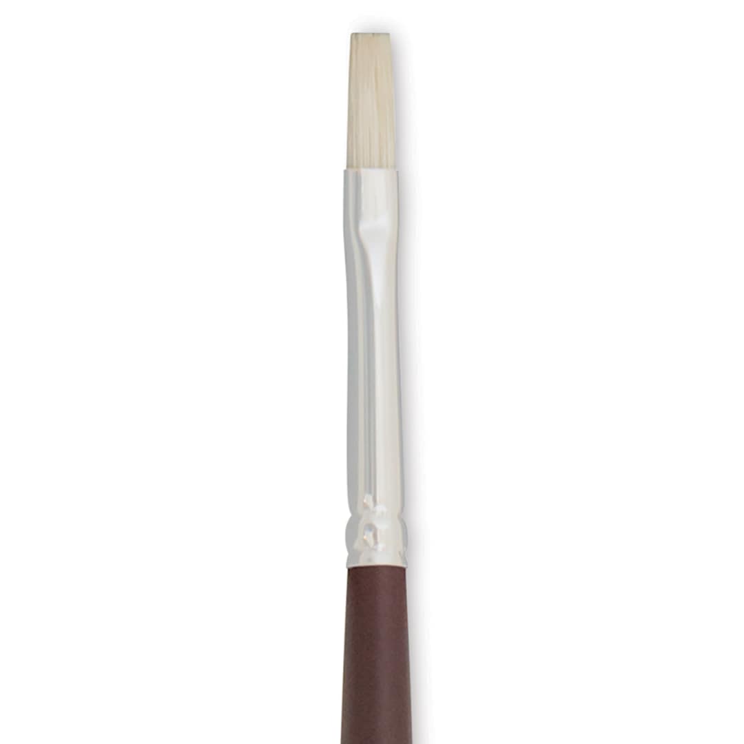 Open in modal - Silver Brush Silverstone Premium White Hog Bristle Brush - Flat, Long Handle, Size 0 close up