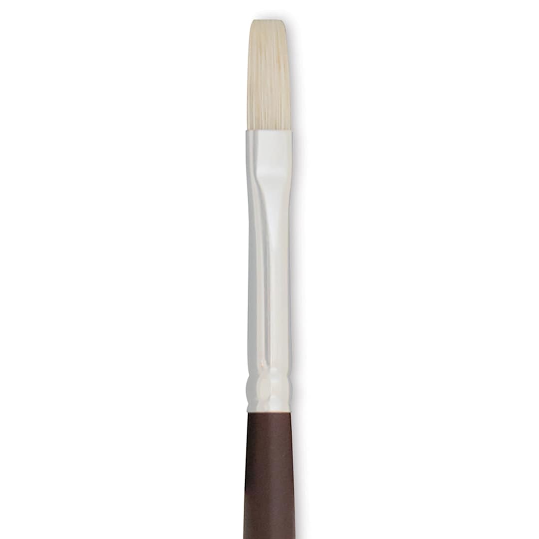 Open in modal - Silver Brush Silverstone Premium White Hog Bristle Brush - Flat, Long Handle, Size 2 close up
