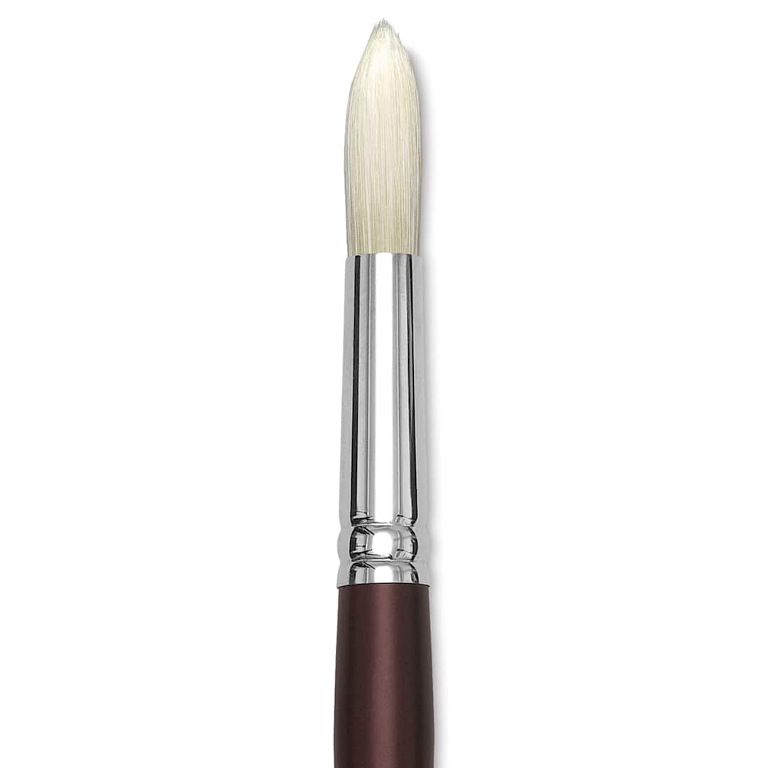 Open in modal - Silver Brush Silverstone Premium White Hog Bristle Brush - Round, Long Handle, Size 12 close up