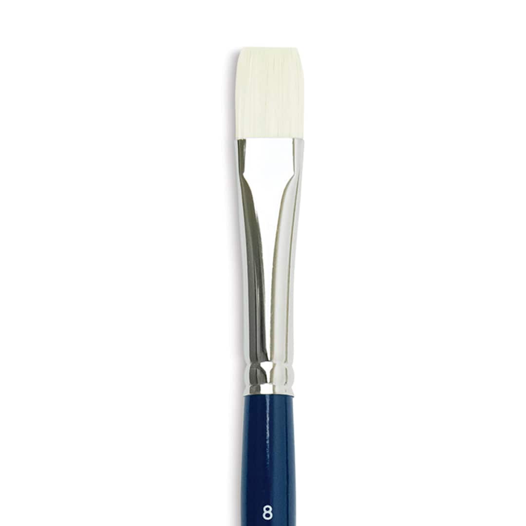 Open in modal - Silver Brush Bristlon Stiff White Synthetic Brush - Bright, Size 8, Short Handle (close-up)