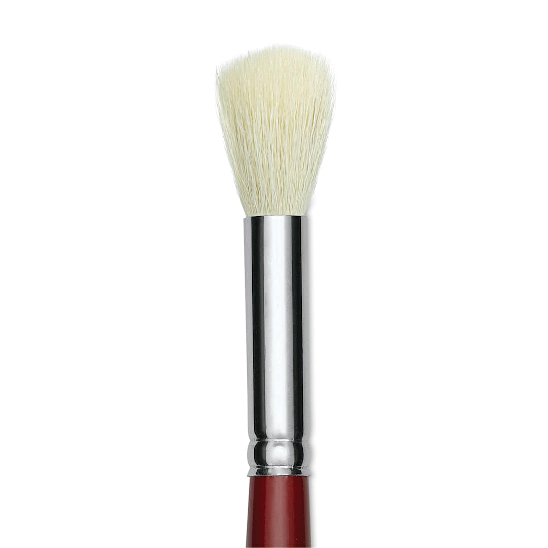 Open in modal - Silver Brush White Synthetic Goat Silver Mop Brush - Round, Size 12, Short Handle (close-up)
