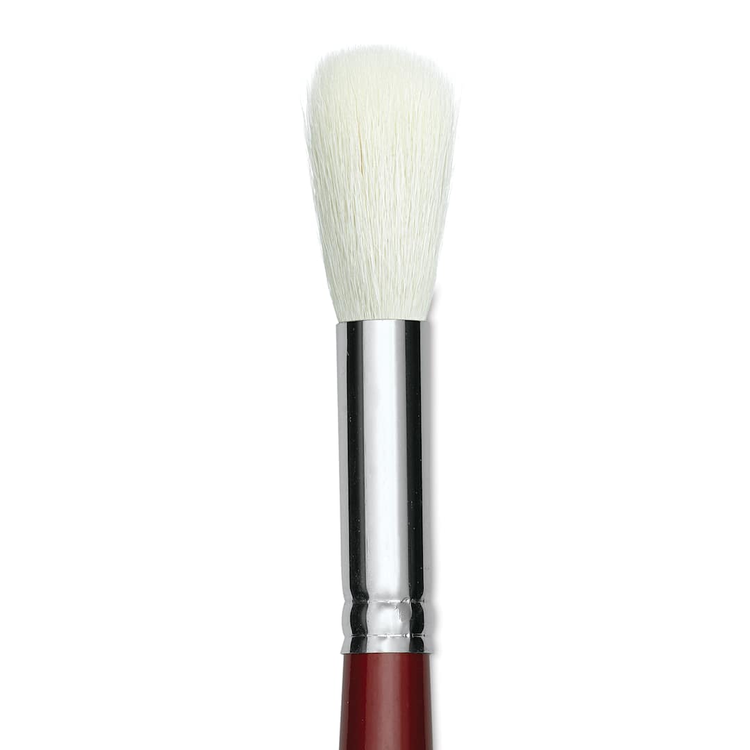 Open in modal - Silver Brush White Synthetic Goat Silver Mop Brush - Round, Size 14, Short Handle (close-up)