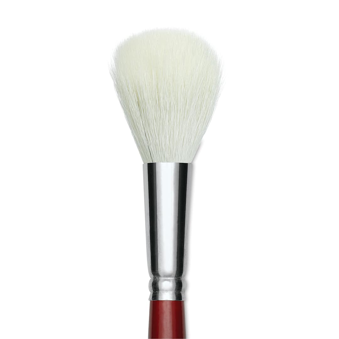 Open in modal - Silver Brush White Synthetic Goat Silver Mop Brush - Round, Size 16, Short Handle (close-up)
