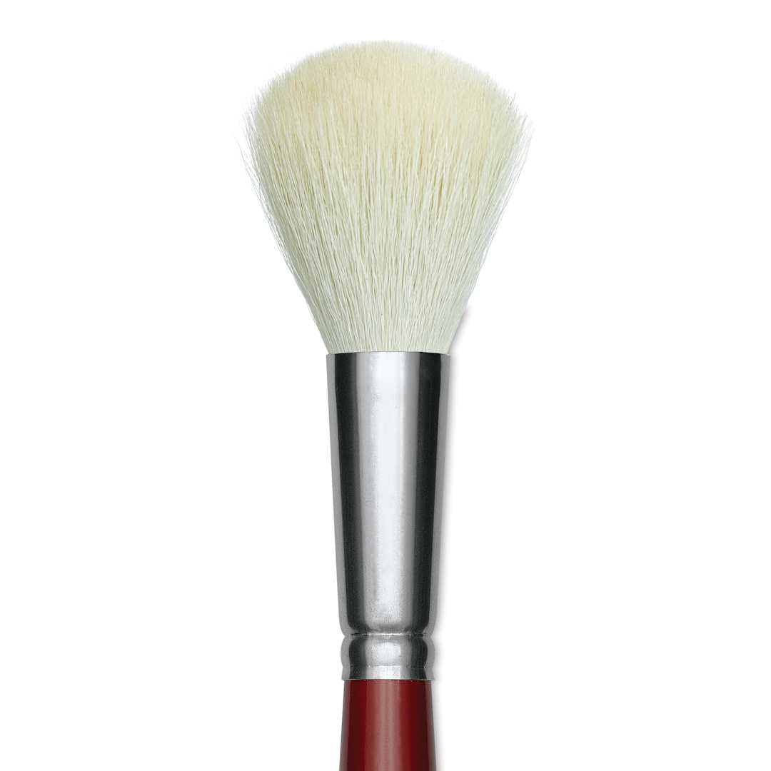 Open in modal - Silver Brush White Synthetic Goat Silver Mop Brush - Round, Size 20, Short Handle (close-up)