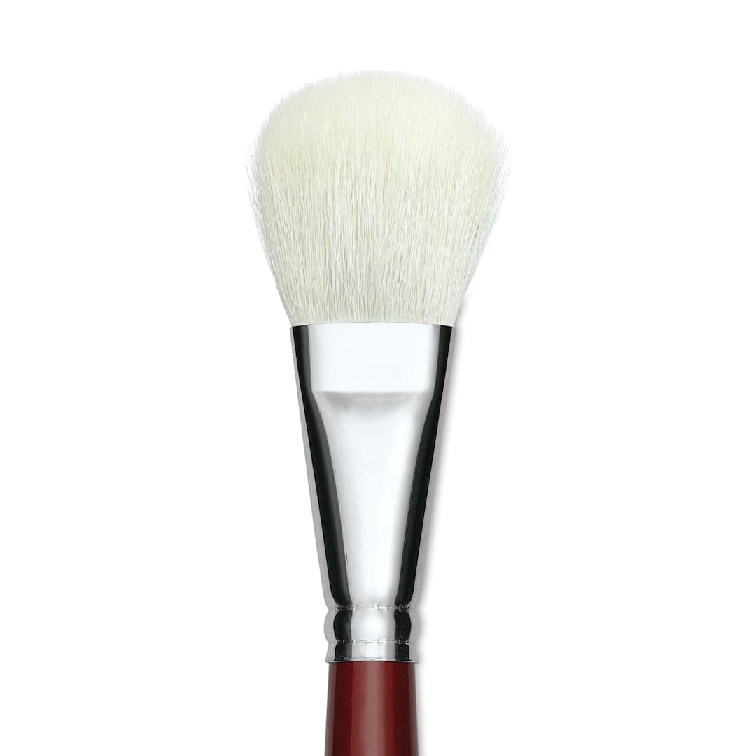 Open in modal - Silver Brush White Synthetic Goat Silver Mop Brush - Oval, Size 1", Short Handle (close-up)