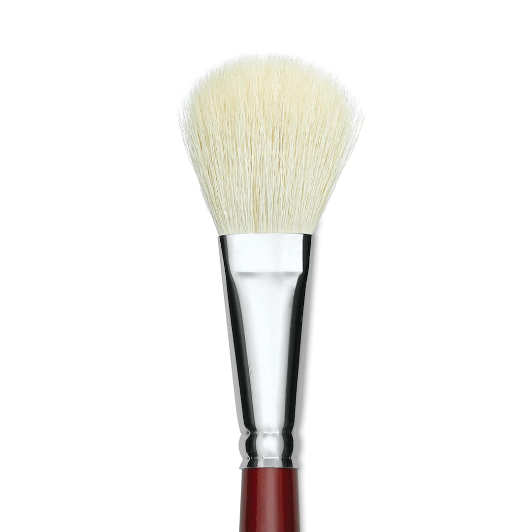 Open in modal - Silver Brush White Synthetic Goat Silver Mop Brush - Oval, Size 3/4", Short Handle (close-up)
