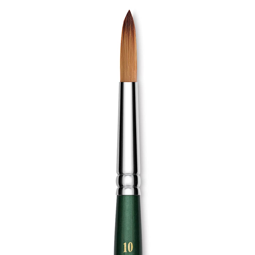 Open in modal - Utrecht Series 6150 Synthetic Golden Taklon Watercolor Brush - Round, Size 10, Short Handle
