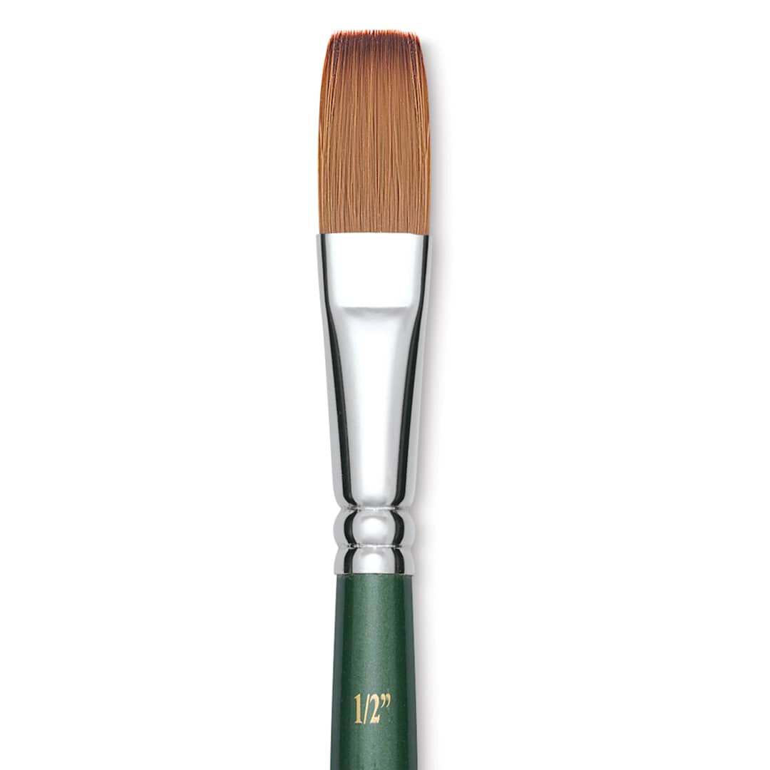 Open in modal - Utrecht Series 6150 Synthetic Golden Taklon Watercolor Brush - Flat, Size 1/2"