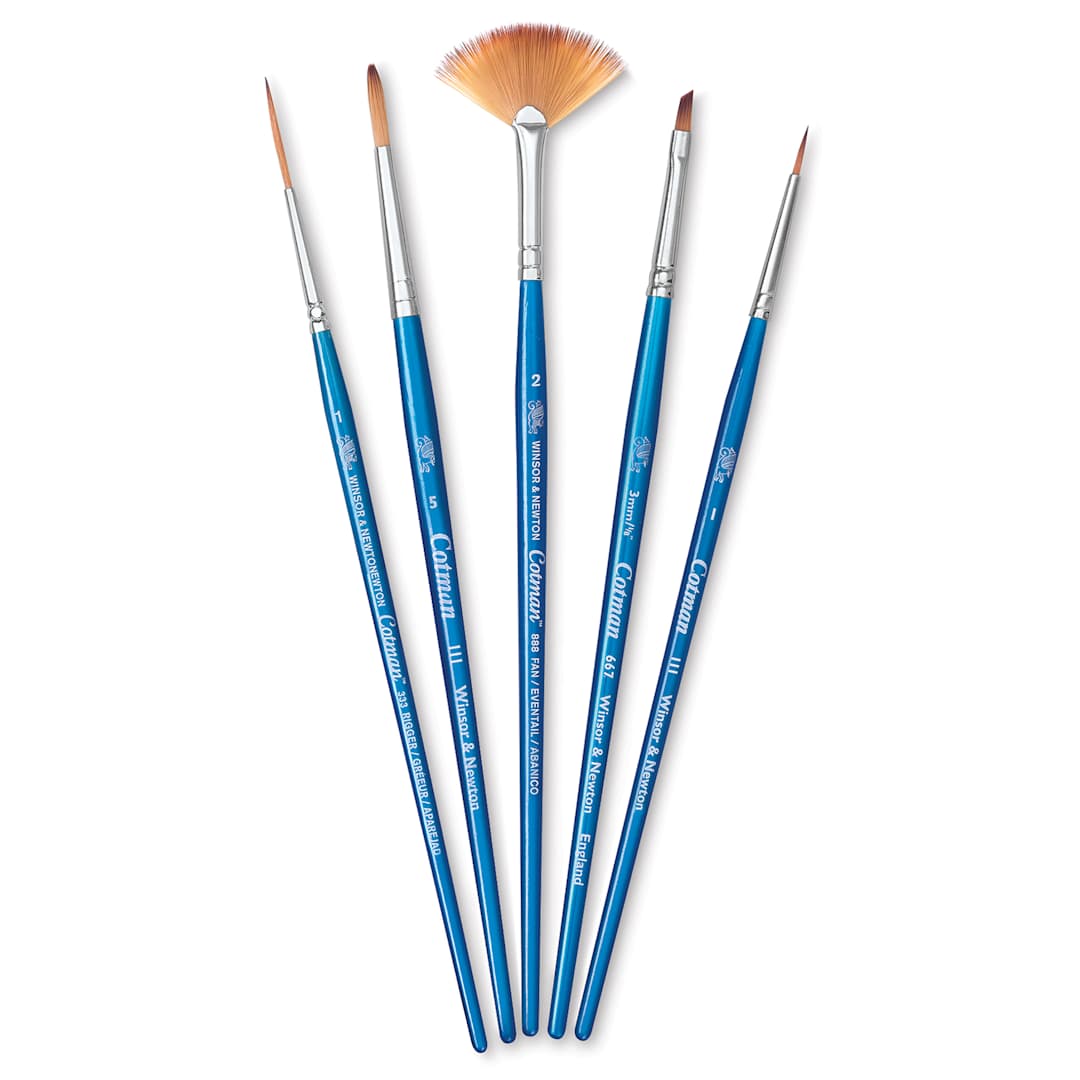 Open in modal - Winsor & Newton Cotman Watercolor Brush Set - Set C, Set of 5, Short Handle