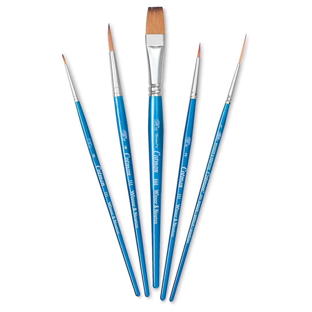 Open in modal - Winsor & Newton Cotman Watercolor Brush Set - Set D, Set of 5, Short Handle
