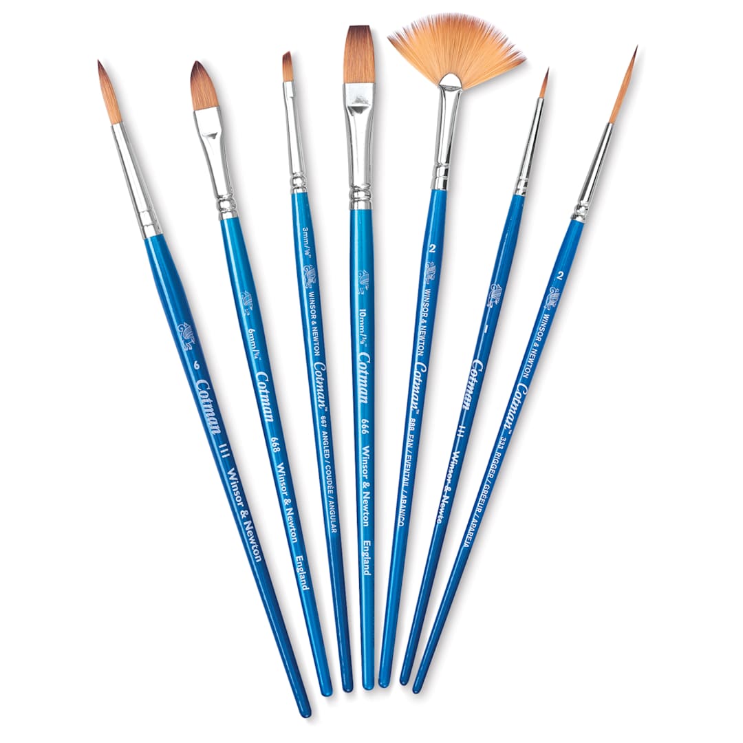 Open in modal - Winsor & Newton Cotman Watercolor Brush Set - Set E, Set of 7, Short Handle
