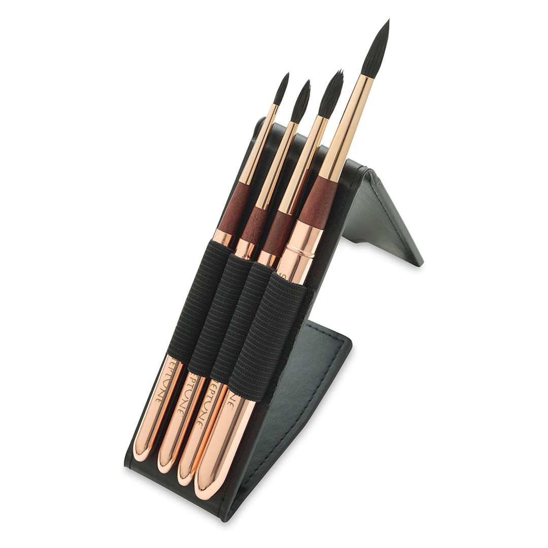 Open in modal - Princeton Neptune Series 4750 Synthetic Squirrel Brushes - Travel Round, Set of 4