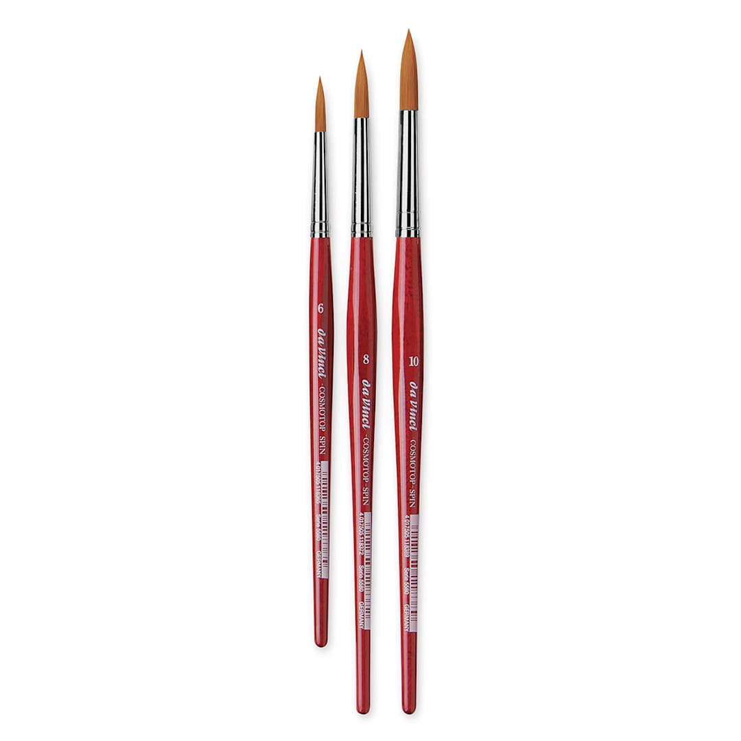 Open in modal - Da Vinci Cosmotop Spin Brushes - Set of 3 Round brushes shown upright
