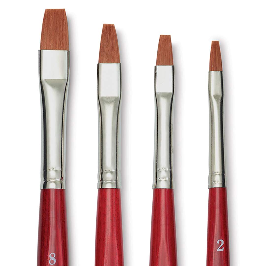 Open in modal - Da Vinci Cosmotop Spin Brushes - Flat, Short Handle, Set of 4