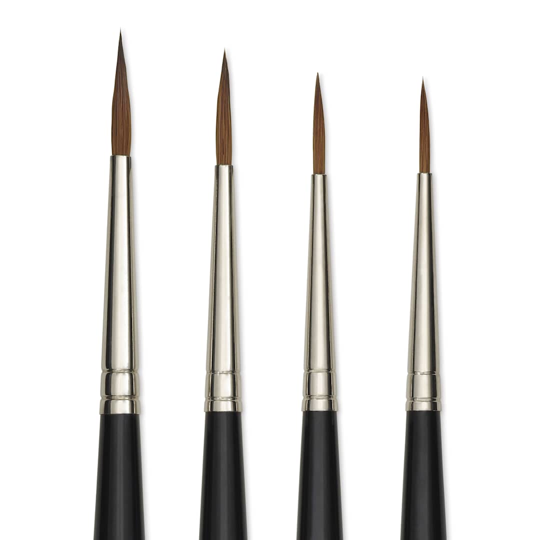Open in modal - Da Vinci Maestro Kolinsky Brushes - 35 Long Tapered Round, Set of 4, close-up