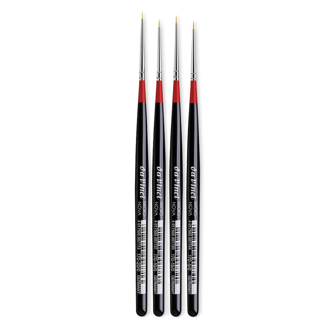 Open in modal - Da Vinci Micro Nova Synthetic Brushes - Round, Set of 4, laid out