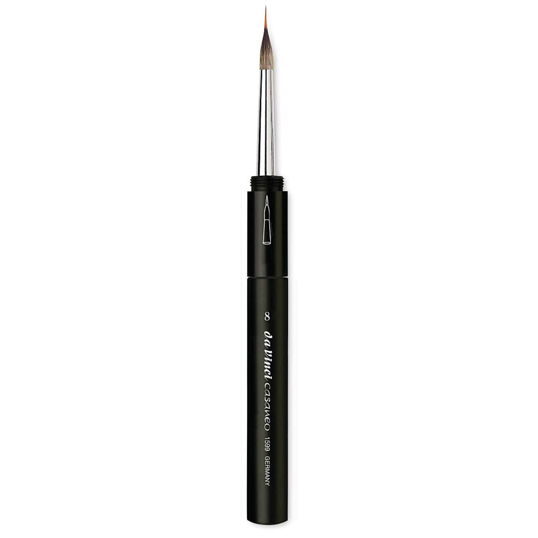 Open in modal - Da Vinci Casaneo Synthetic Squirrel Watercolor Brush - Travel Inlaid Liner, Size 8, Short Handle