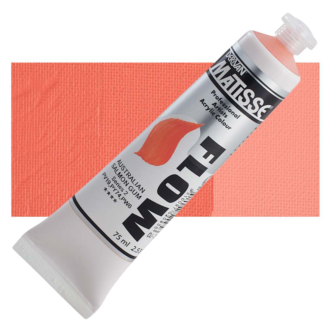 Open in modal - Matisse Flow Acrylic Paint - Australian Salmon Gum, 75 ml tube and swatch