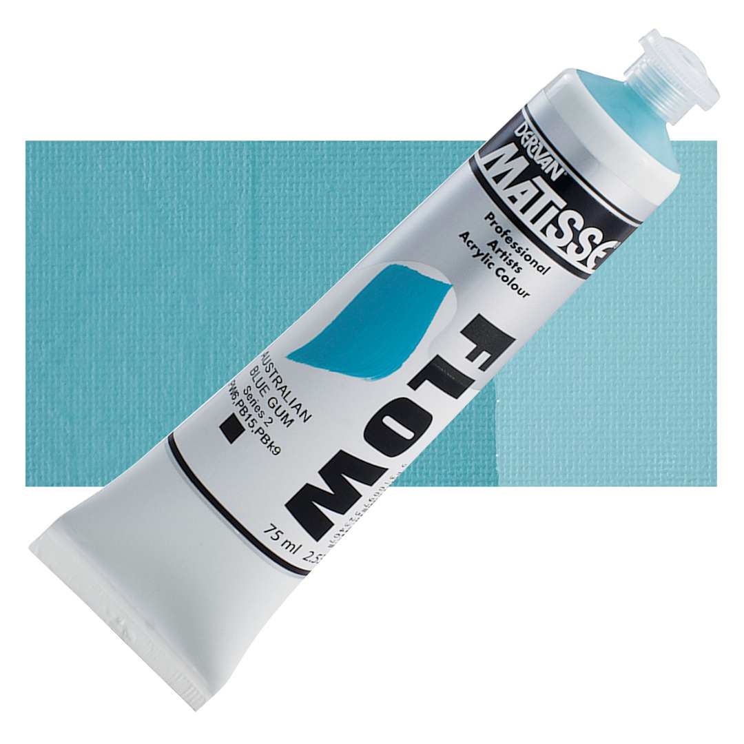 Open in modal - Matisse Flow Acrylic Paint - Aqua Green Light, 75 ml tube and swatch