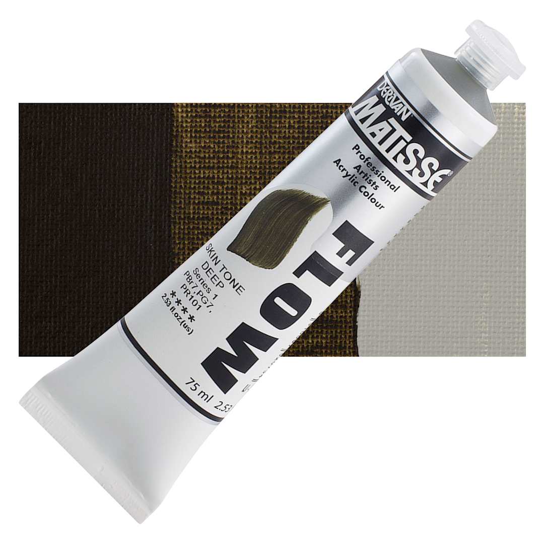 Open in modal - Matisse Flow Acrylic Paint - Skin Tone Deep, 75 ml tube and swatch