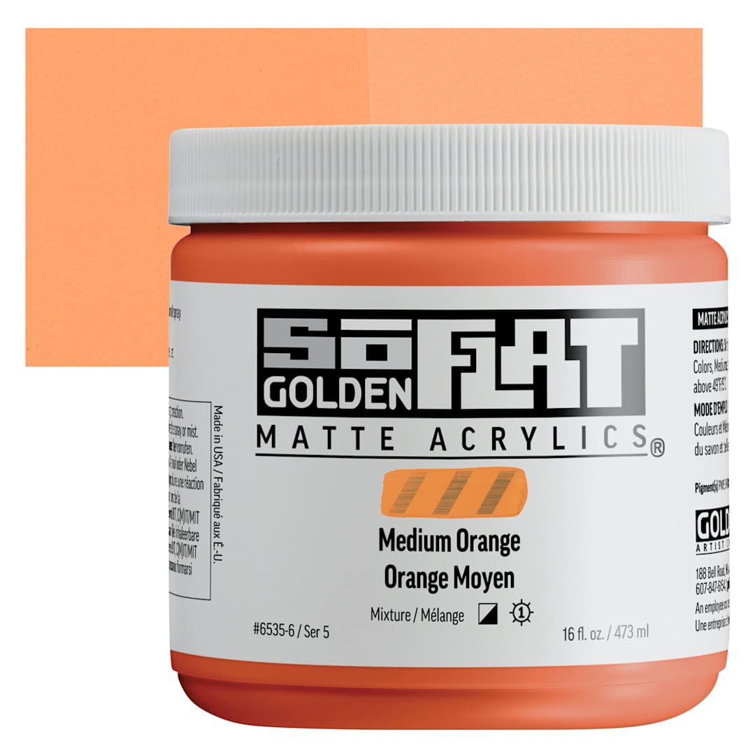 Open in modal - Golden SoFlat Matte Acrylic Paint - Medium Orange, 473 ml, Jar
