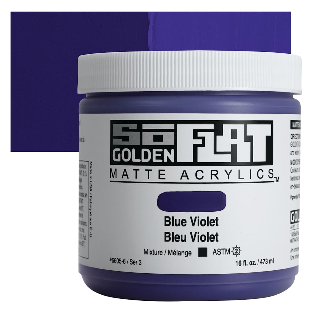 Open in modal - Golden SoFlat Matte Acrylic Paint - Blue Violet, 473 ml, Jar and swatch