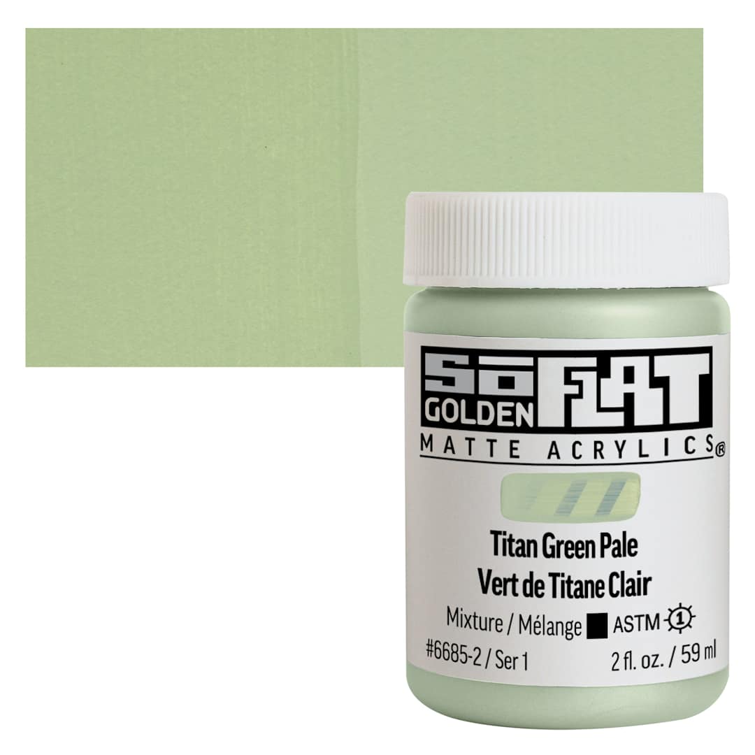 Open in modal - Golden SoFlat Matte Acrylic Paint - Titan Green Pale, 59 ml, Jar and swatch