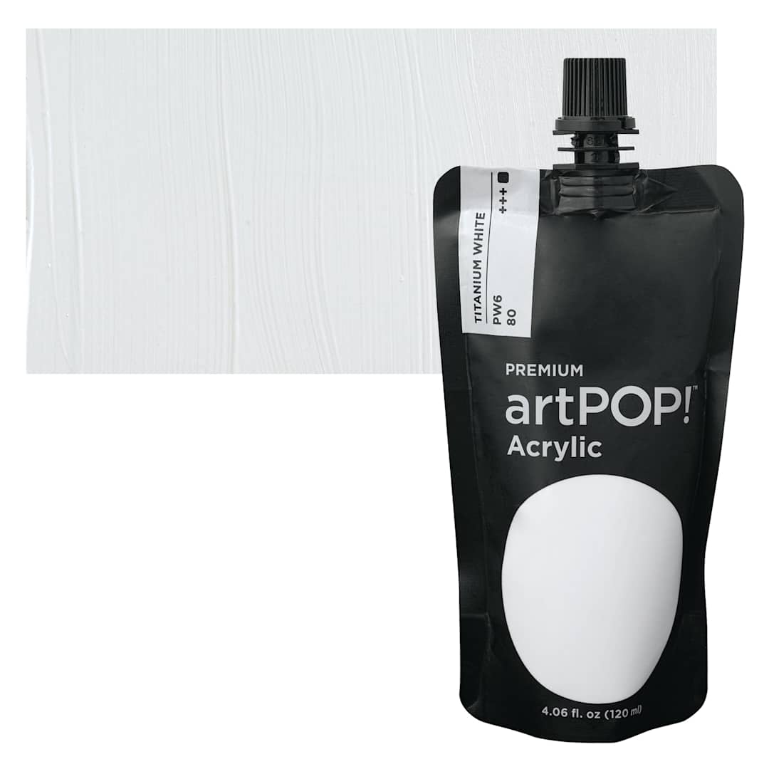 Open in modal - artPOP! Heavy Body Acrylic Paint - Titanium White, 120 ml Pouch and swatch