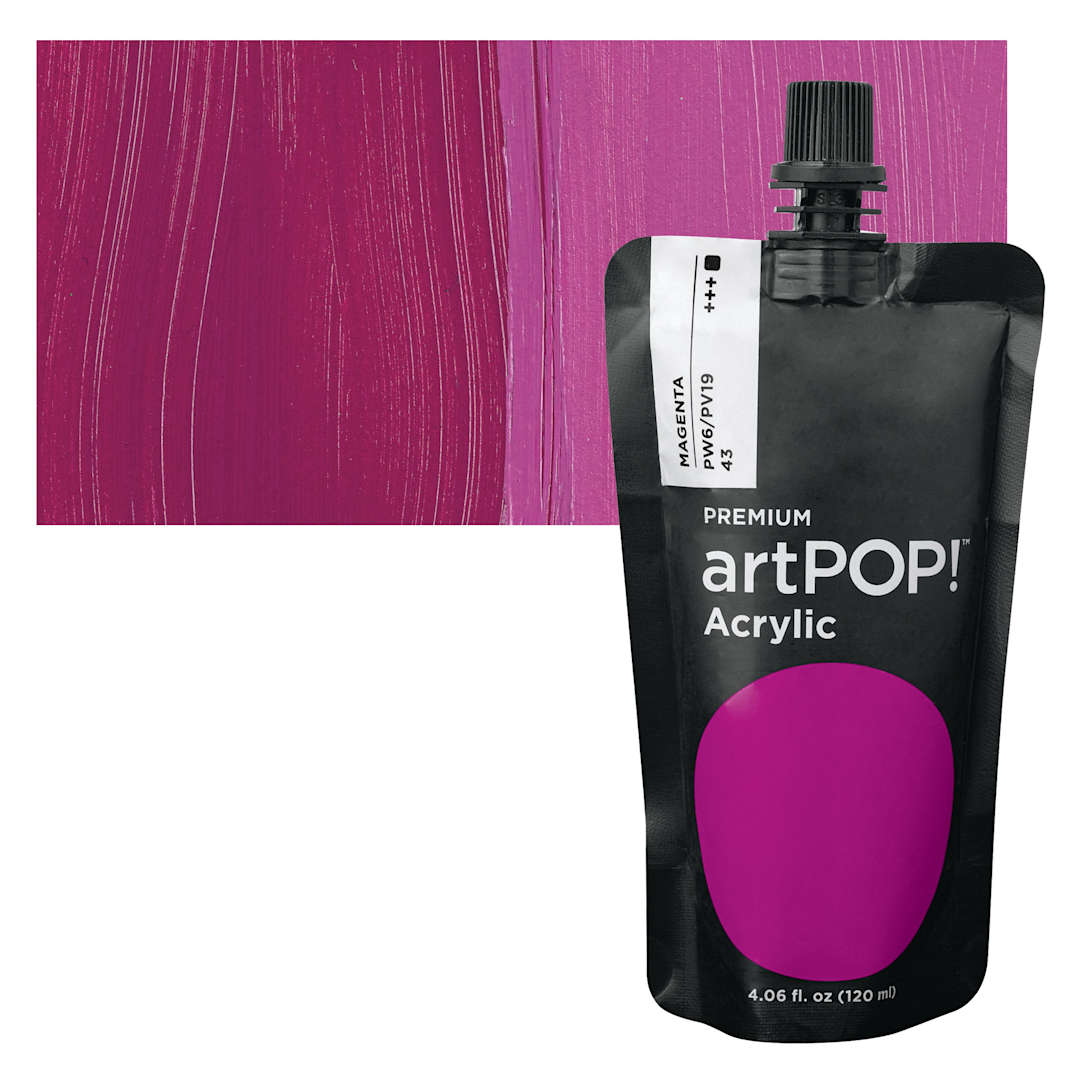 Open in modal - artPOP! Heavy Body Acrylic Paint - Magenta, 120 ml Pouch and swatch