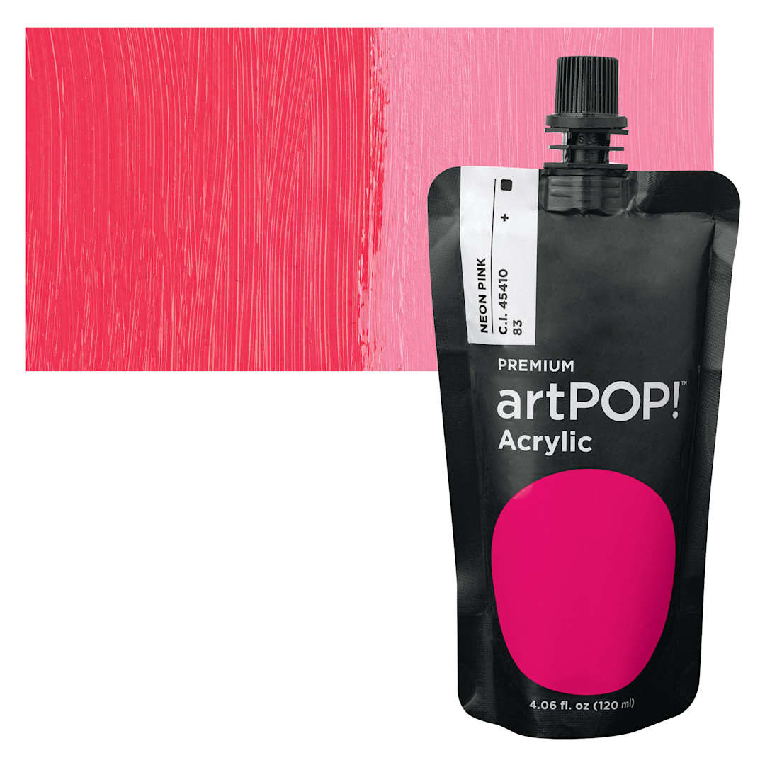Open in modal - artPOP! Heavy Body Acrylic Paint - Neon Pink, 120 ml Pouch and swatch