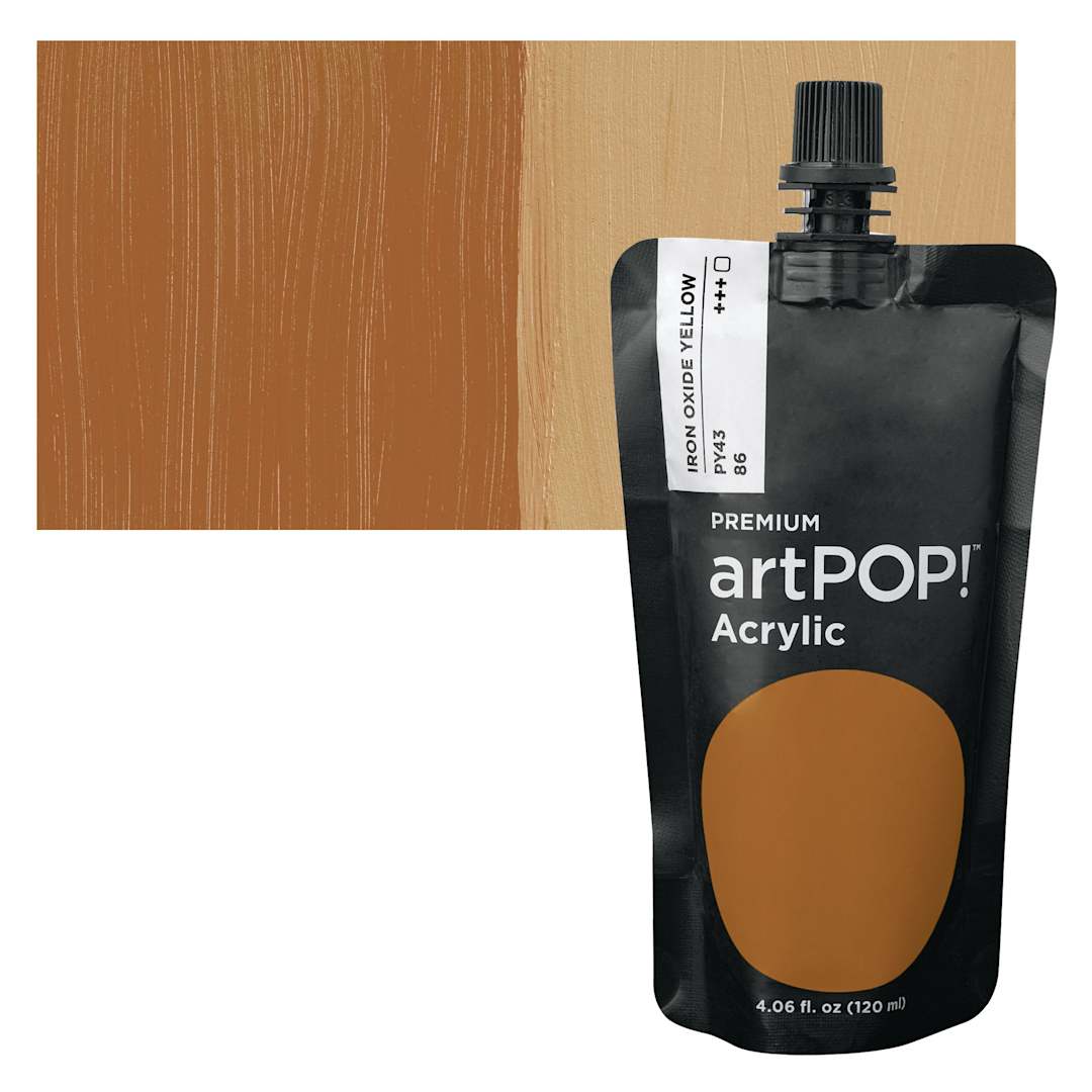 Open in modal - artPOP! Heavy Body Acrylic Paint - Iron Oxide Yellow, 120 ml Pouch and swatch