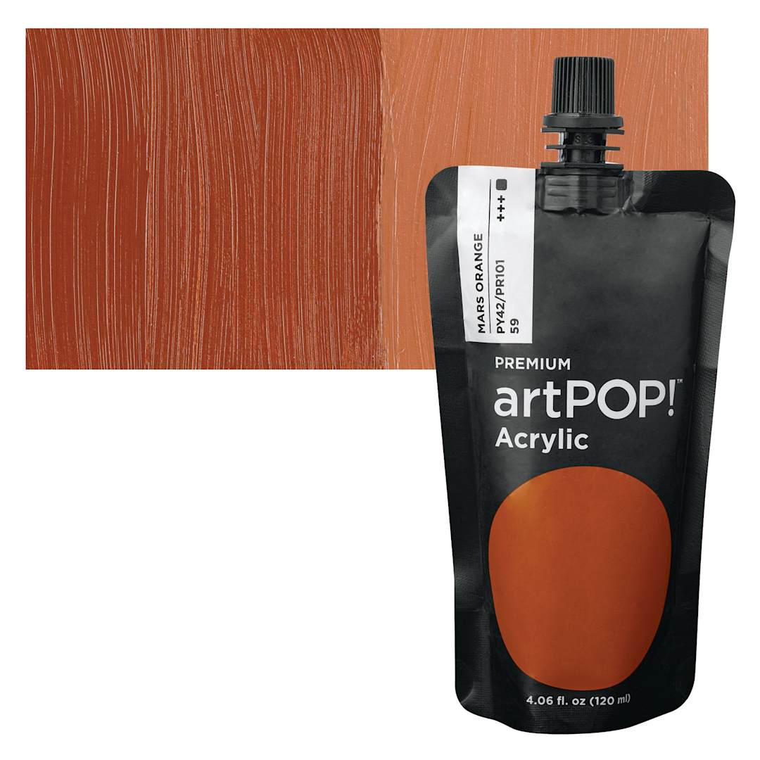 Open in modal - artPOP! Heavy Body Acrylic Paint - Mars Orange, 120 ml Pouch and swatch