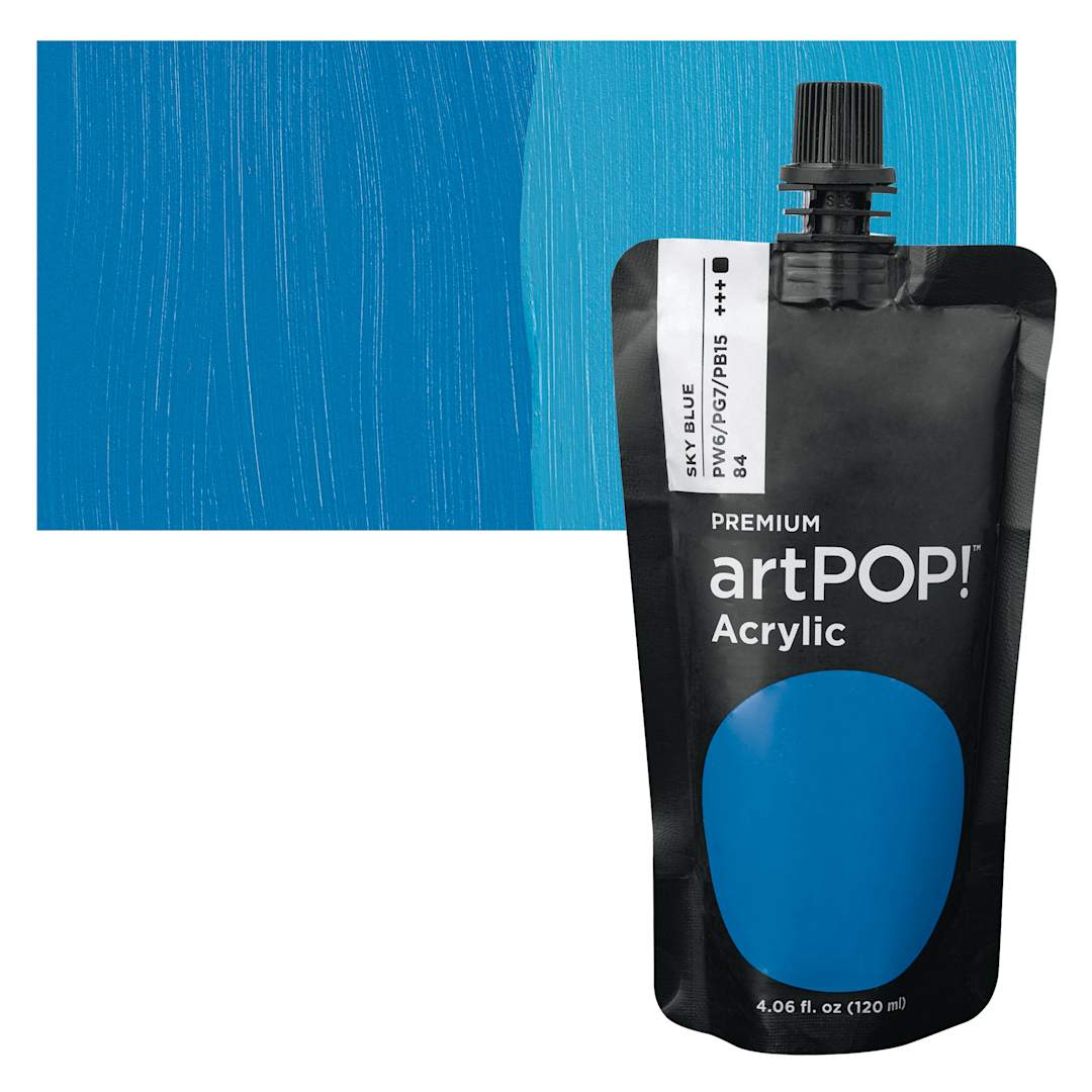 Open in modal - artPOP! Heavy Body Acrylic Paint - Sky Blue, 120 ml Pouch and swatch
