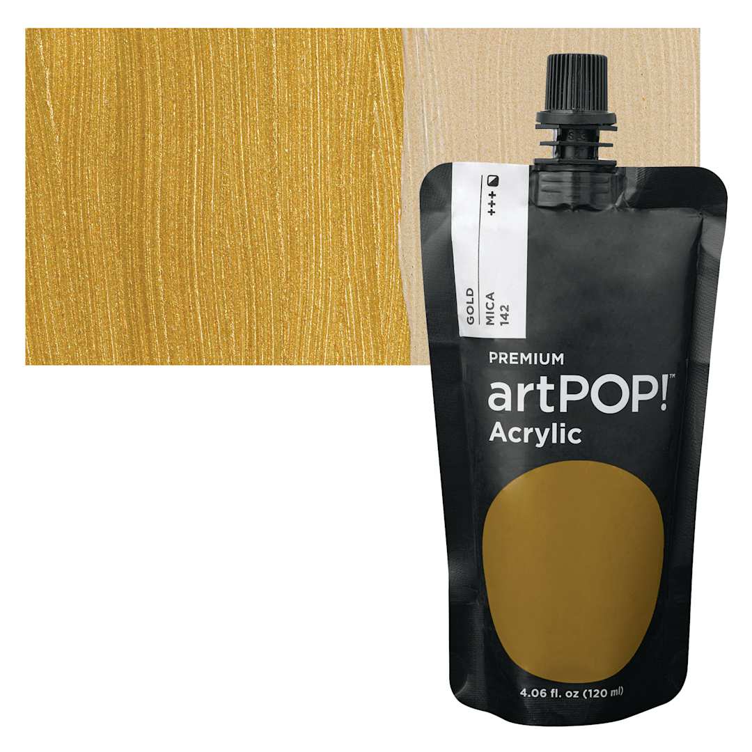 Open in modal - artPOP! Heavy Body Acrylic Paint - Gold, 120 ml Pouch and swatch