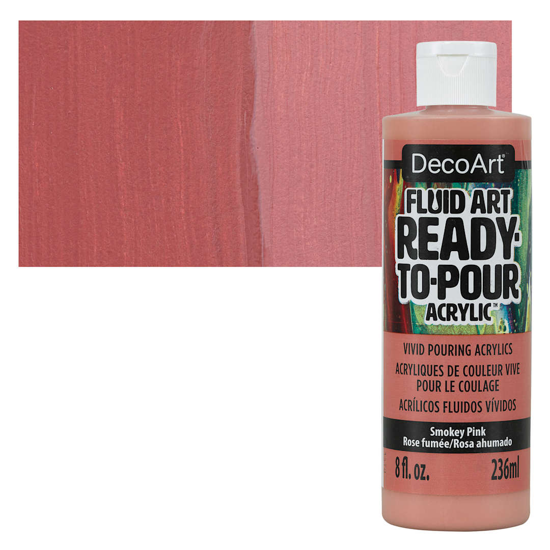 Open in modal - DecoArt Fluid Art Ready-To-Pour Acrylic - Smokey Pink, 8 oz Bottle and swatch