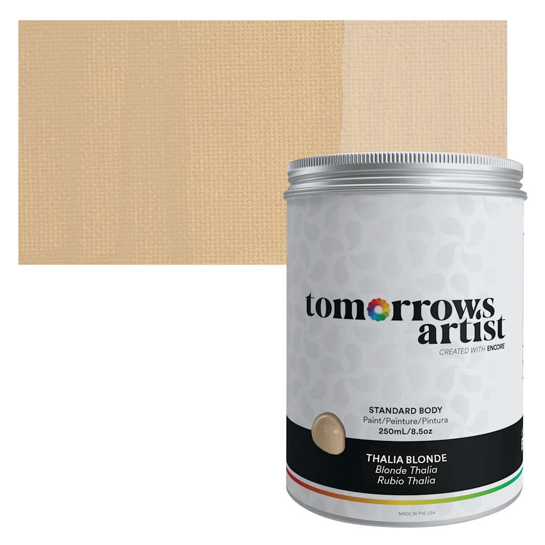 Open in modal - Tomorrow's Artist Eco-Friendly Standard Body Acrylic Paint - Thalia Blonde, 250 ml jar and swatch