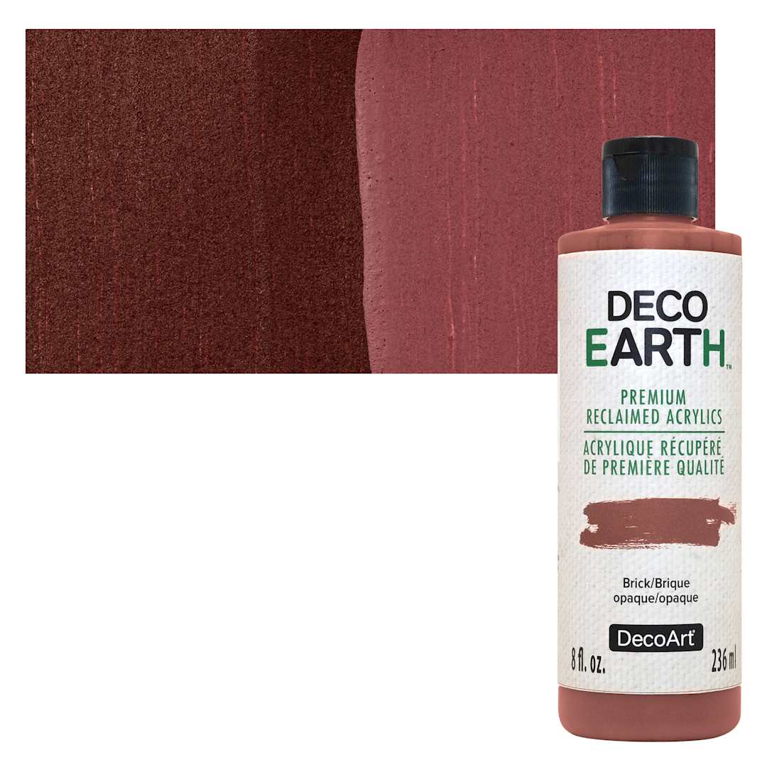 Open in modal - DecoArt DecoEarth Premium Reclaimed Acrylic Paint - Brick, 8 oz bottle with swatch