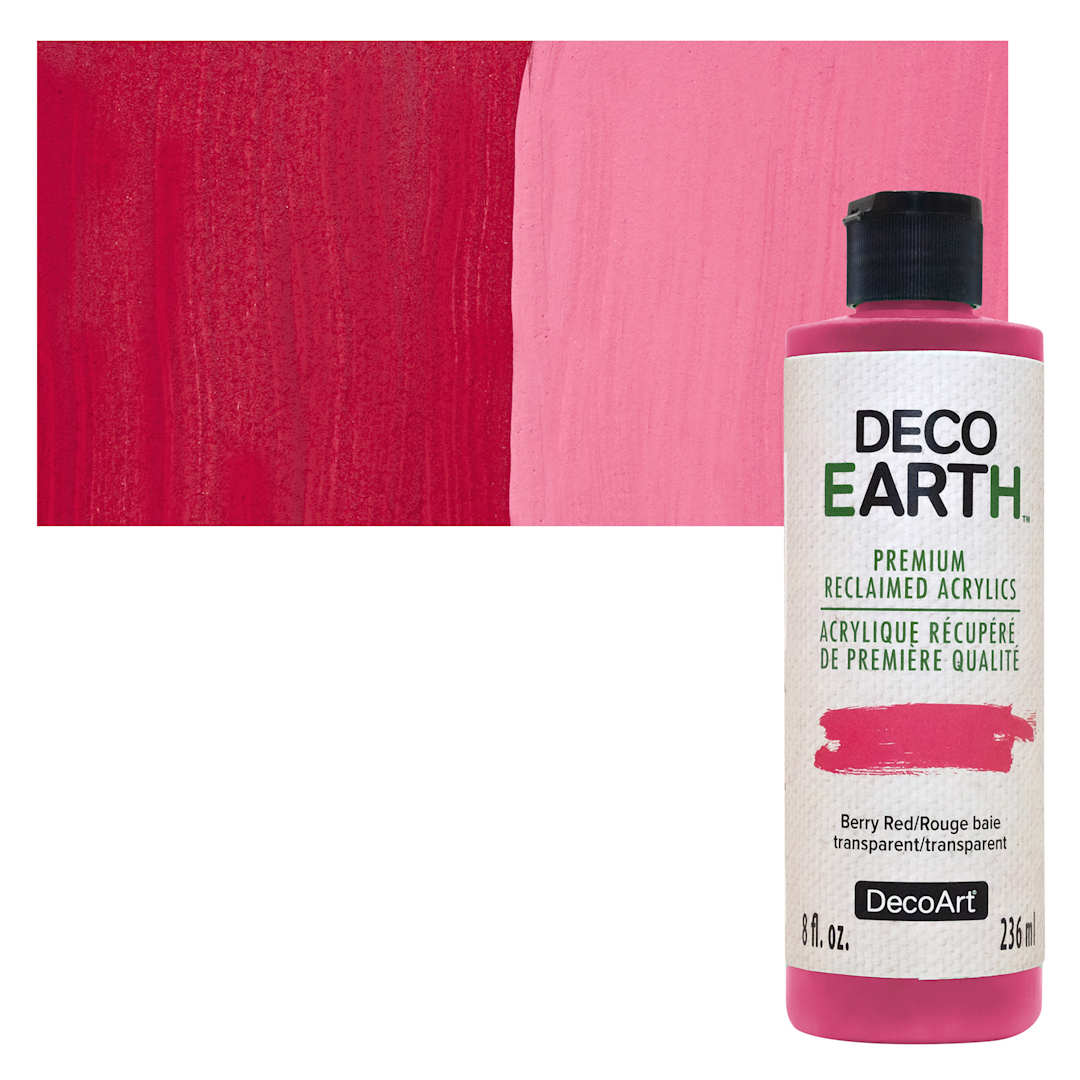 Open in modal - DecoArt DecoEarth Premium Reclaimed Acrylic Paint - Berry Red, 8 oz botle with swatch