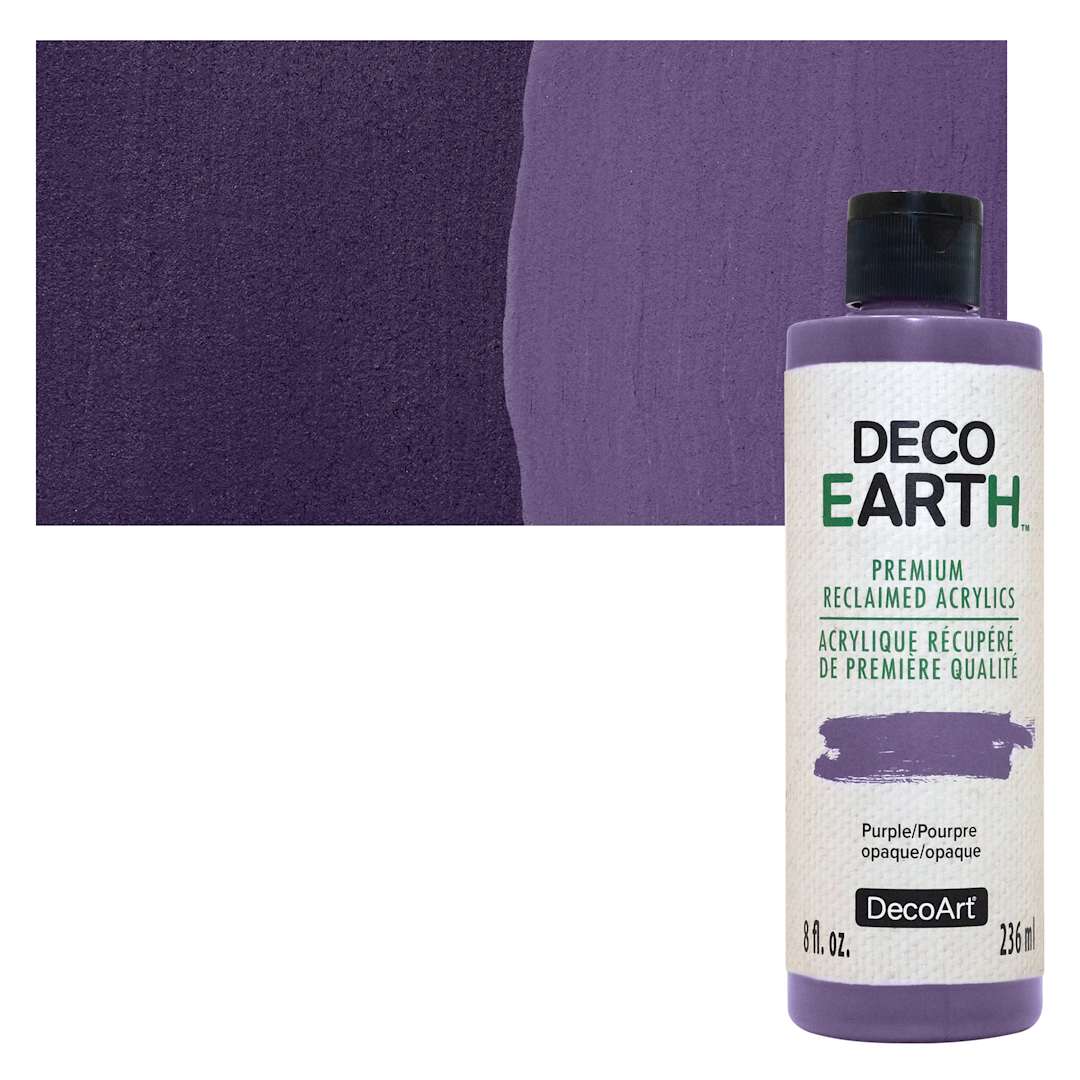 Open in modal - DecoArt DecoEarth Premium Reclaimed Acrylic Paint - Purple, 8 oz bottle with swatch